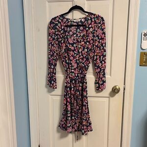 & Other Stories Paris Atelier Navy Floral Tie-Belt Dress